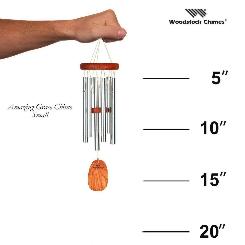 WOODSTOCK CHIMES Signature Collection, Amazing Grace Chime, Small 16 in. Silver Wind Chime - Image 4