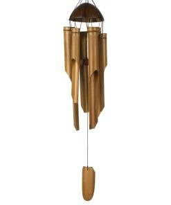 WOODSTOCK CHIMES Asli Arts Collection, Half Coconut Bamboo Chime, 36 in. Bamboo Wind Chime