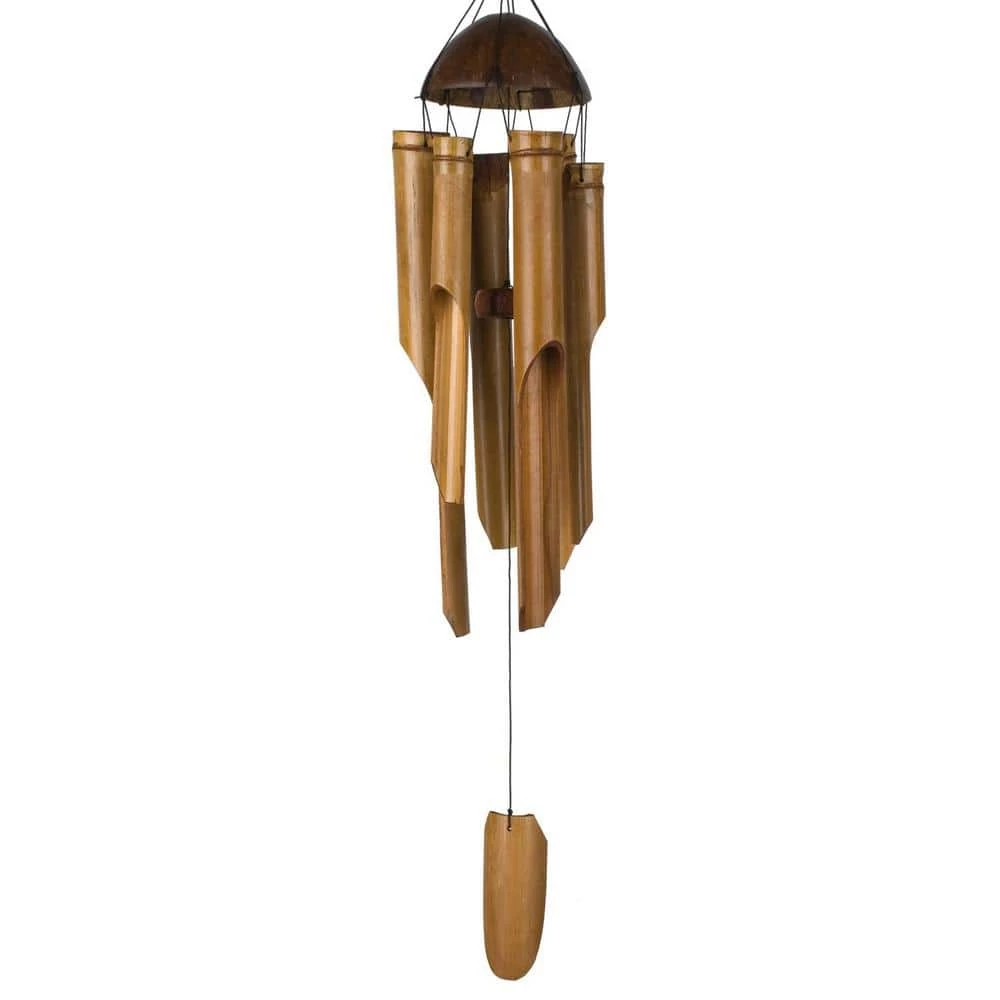 WOODSTOCK CHIMES Asli Arts Collection, Half Coconut Bamboo Chime, 36 in. Bamboo Wind Chime