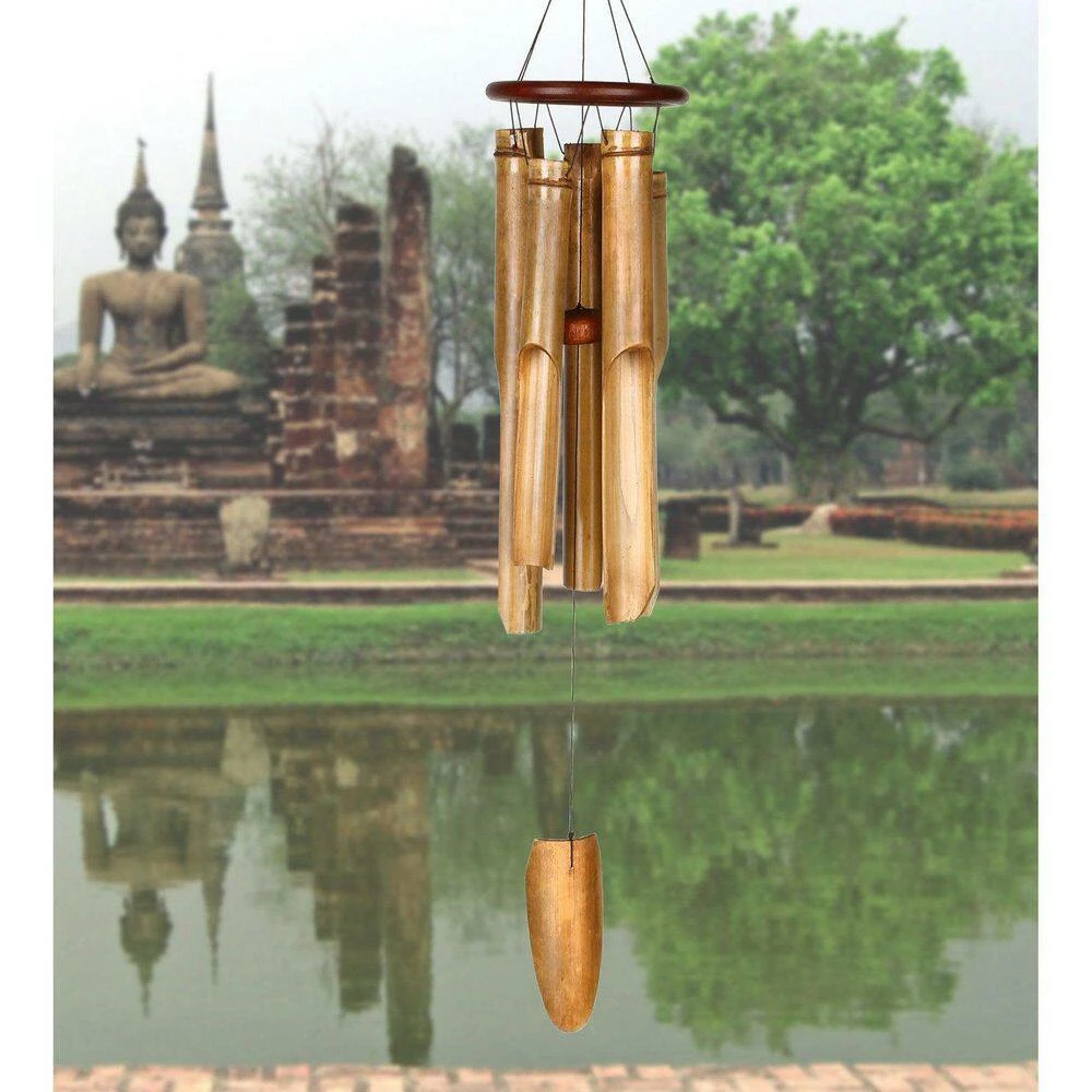 WOODSTOCK CHIMES Asli Arts Collection, Ring Bamboo Chime, Large 35 in. Cocoa Wind Chime C253 - Image 7