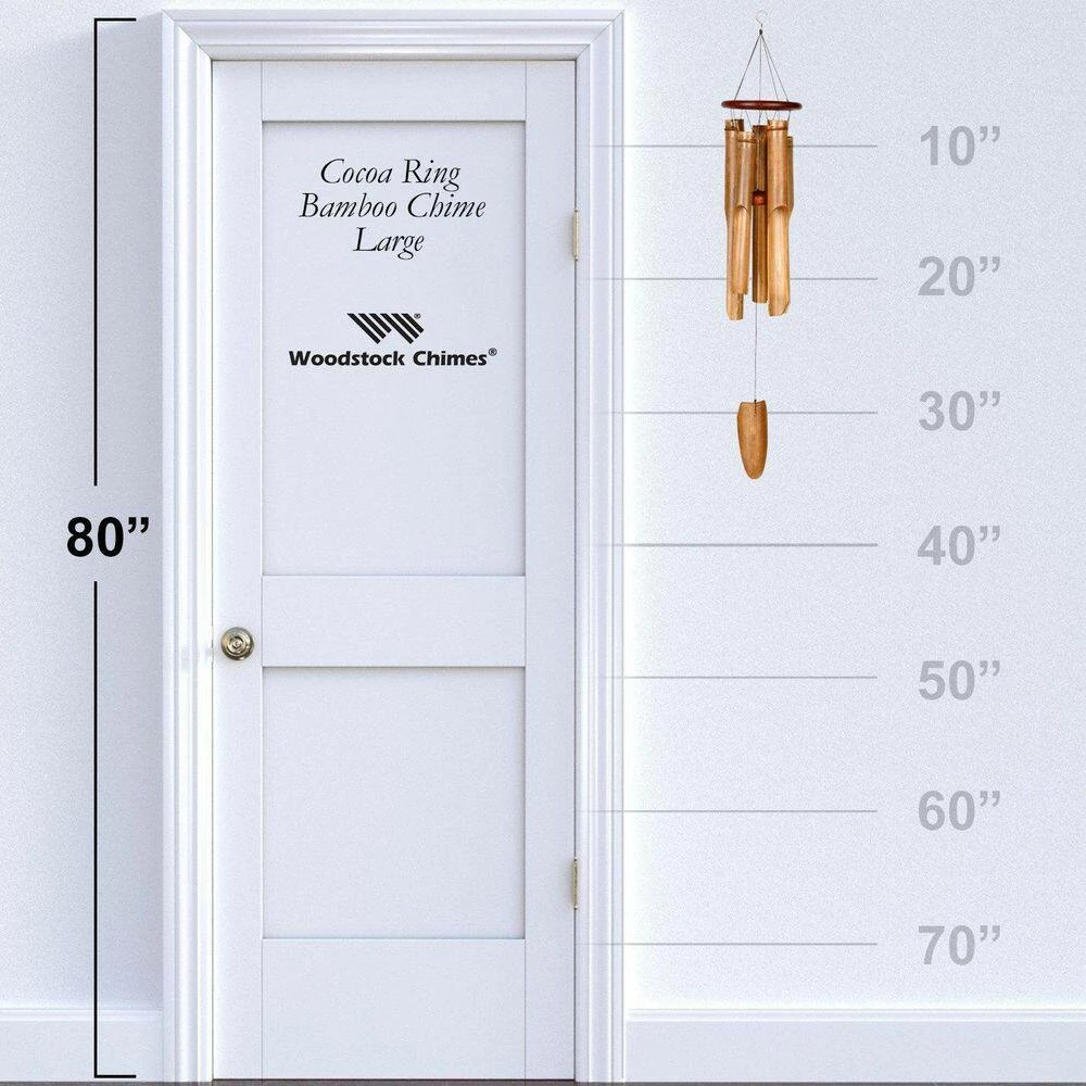 WOODSTOCK CHIMES Asli Arts Collection, Ring Bamboo Chime, Large 35 in. Cocoa Wind Chime C253 - Image 3