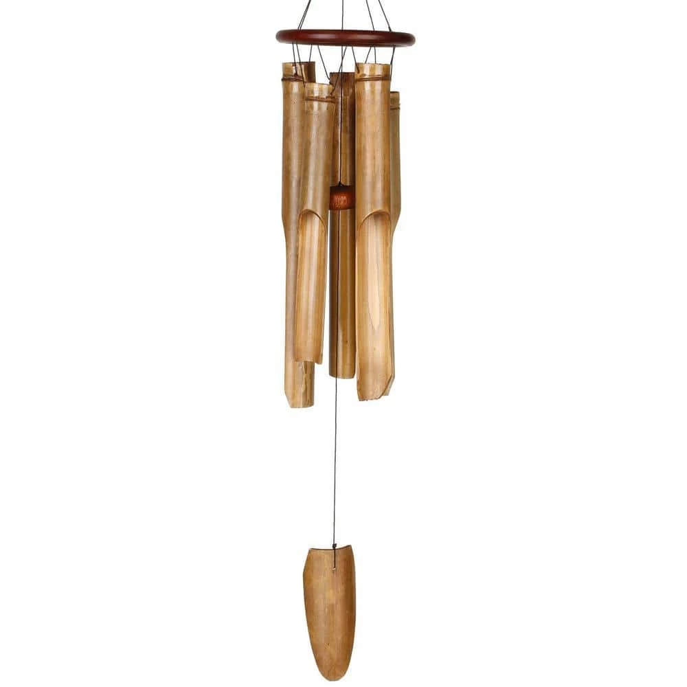WOODSTOCK CHIMES Asli Arts Collection, Ring Bamboo Chime, Large 35 in. Cocoa Wind Chime C253