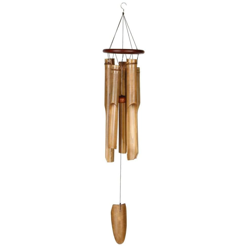 WOODSTOCK CHIMES Asli Arts Collection, Ring Bamboo Chime, Large 35 in. Cocoa Wind Chime C253 - Image 2