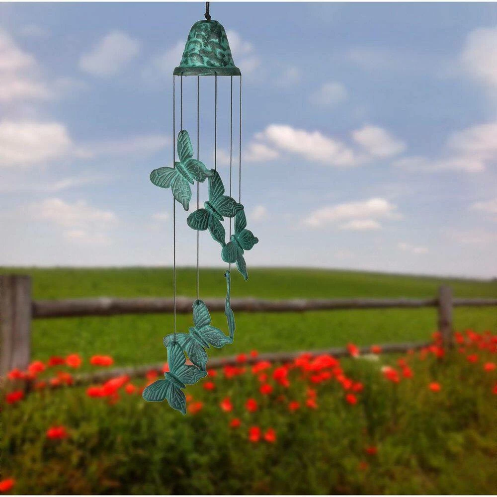 WOODSTOCK CHIMES Signature Collection, Woodstock Habitats, Butterfly Chime 21 in. Verdigris Wind Chime CBC - Image 7