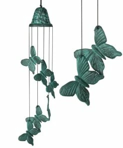WOODSTOCK CHIMES Signature Collection, Woodstock Habitats, Butterfly Chime 21 in. Verdigris Wind Chime CBC
