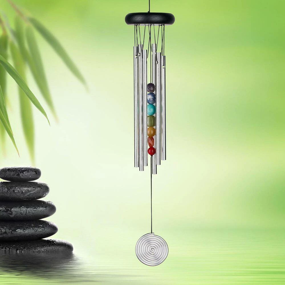 WOODSTOCK CHIMES Signature Collection, Woodstock Chakra Chime, 17 in. Silver Wind Chime CC7 - Image 7