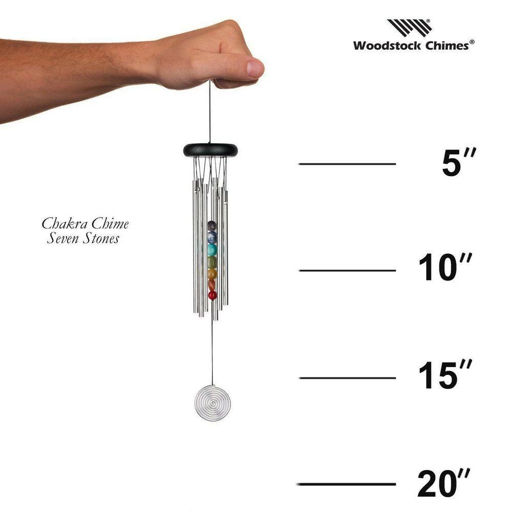 WOODSTOCK CHIMES Signature Collection, Woodstock Chakra Chime, 17 in. Silver Wind Chime CC7 - Image 3