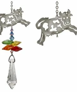 WOODSTOCK CHIMES Woodstock Rainbow Makers Collection Crystal Fantasy 4.5 in. Cow Crystal Suncatcher CFCO