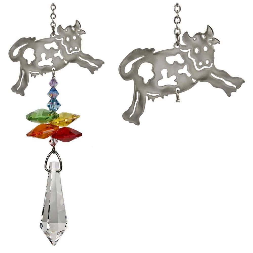 WOODSTOCK CHIMES Woodstock Rainbow Makers Collection Crystal Fantasy 4.5 in. Cow Crystal Suncatcher CFCO