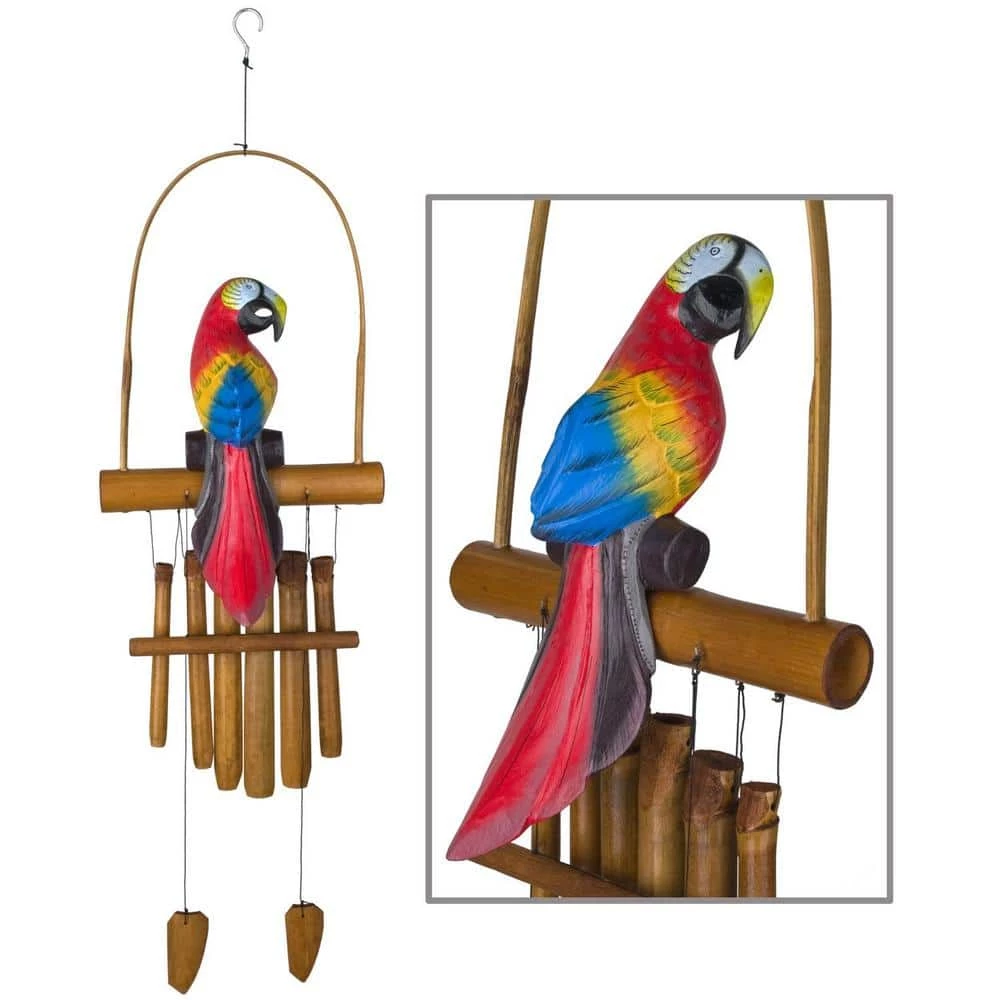 WOODSTOCK CHIMES Asli Arts Collection, Parrot Bamboo Chime, 36 in. Wind Chime CPA437
