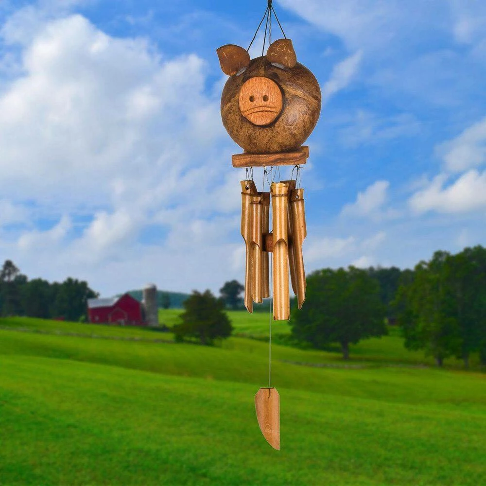 WOODSTOCK CHIMES Asli Arts Collection, Coco Pig Bamboo Chime, 22 in. Wind Chime CPIG - Image 6