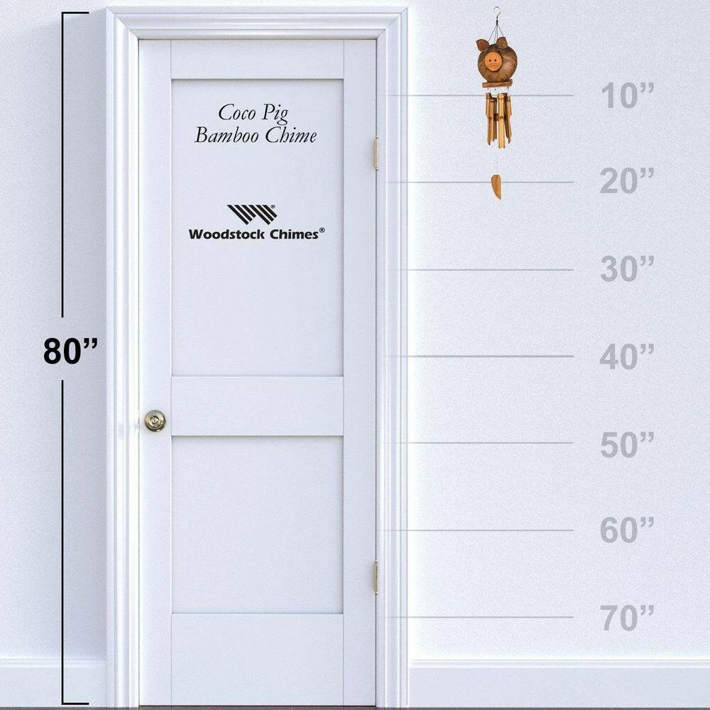 WOODSTOCK CHIMES Asli Arts Collection, Coco Pig Bamboo Chime, 22 in. Wind Chime CPIG - Image 3