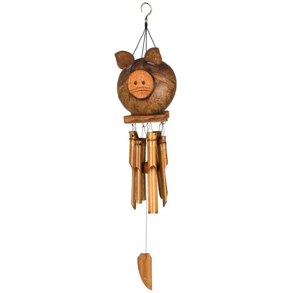 WOODSTOCK CHIMES Asli Arts Collection, Coco Pig Bamboo Chime, 22 in. Wind Chime CPIG - Image 2