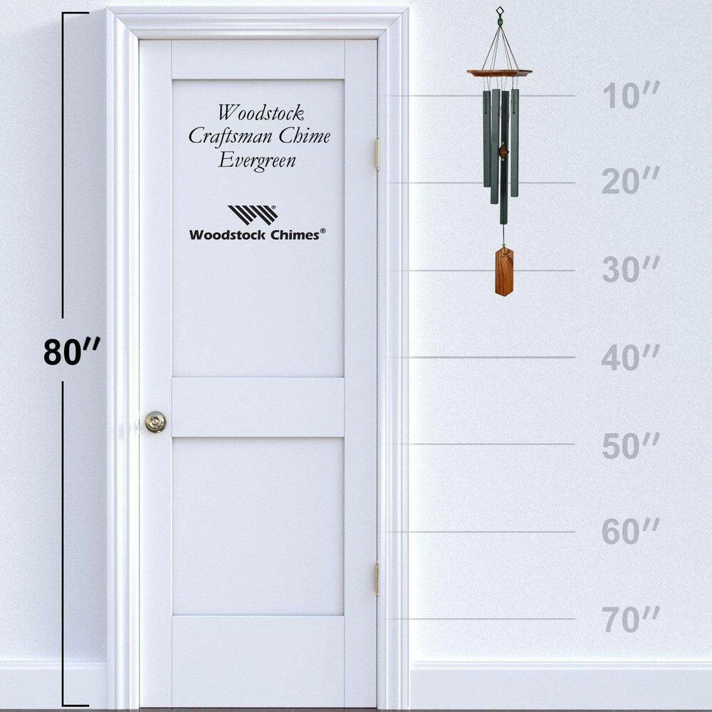 WOODSTOCK CHIMES Signature Collection, Woodstock Craftsman Chime, 33 in. Evergreen Wind Chime CRCE - Image 4