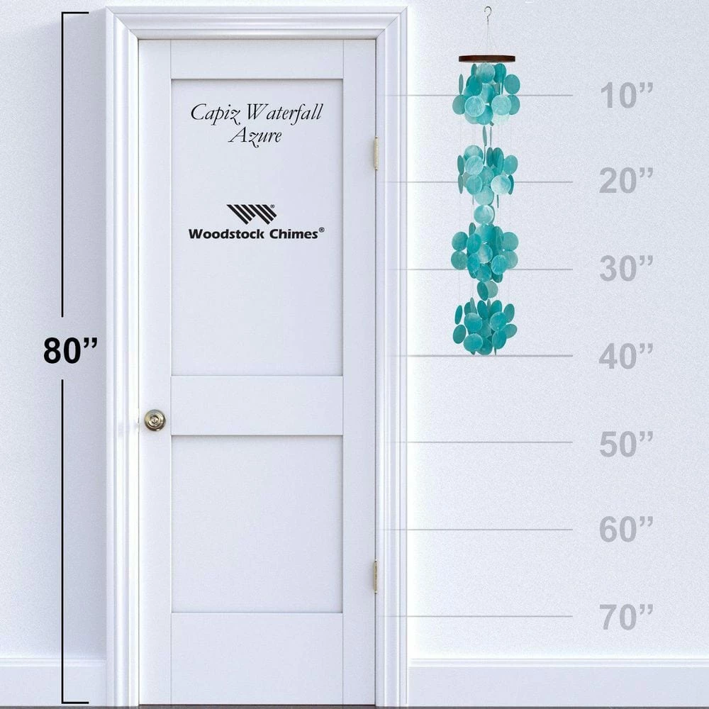 WOODSTOCK CHIMES Asli Arts Collection, Capiz Waterfall, 40 in. Azure Wind Chime - Image 3