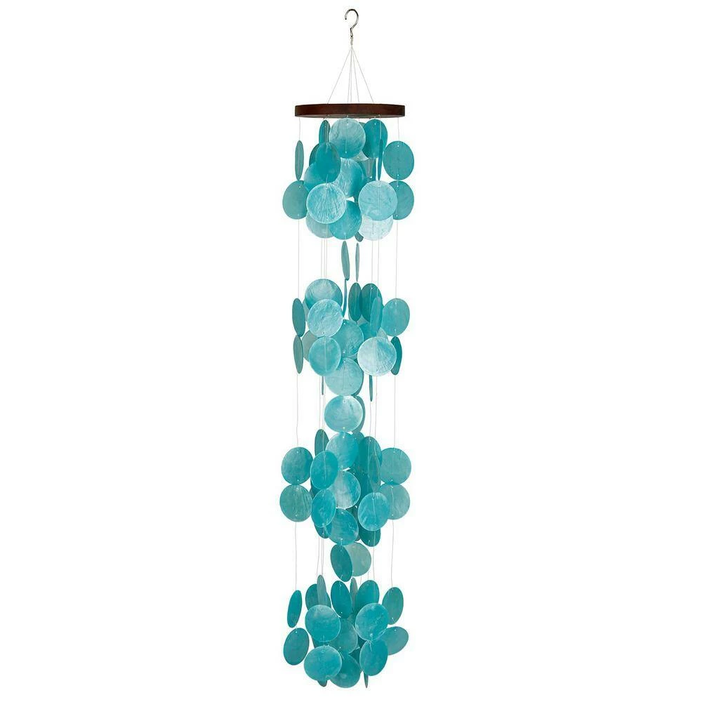 WOODSTOCK CHIMES Asli Arts Collection, Capiz Waterfall, 40 in. Azure Wind Chime - Image 2