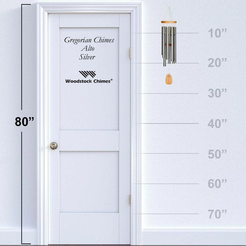 WOODSTOCK CHIMES Signature Gregorian Chimes, Alto 27 in. Silver Wind Chime GAS - Image 4