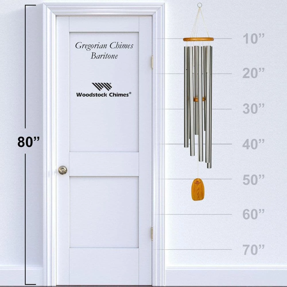 WOODSTOCK CHIMES Signature Gregorian Chimes, Baritone 56 in. Silver Wind Chime GBS - Image 4