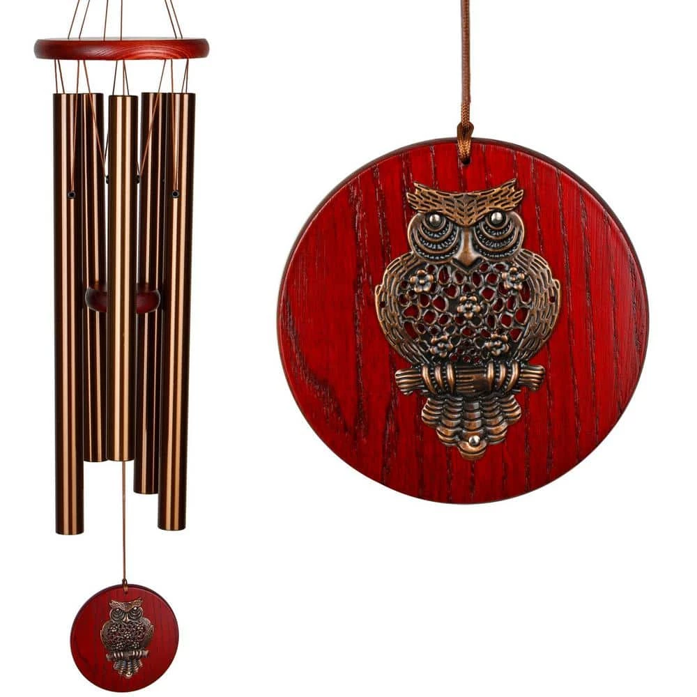 WOODSTOCK CHIMES Signature Collection, Woodstock Habitats Chime, 26 in. Bronze Owl Wind Chime HCBRO