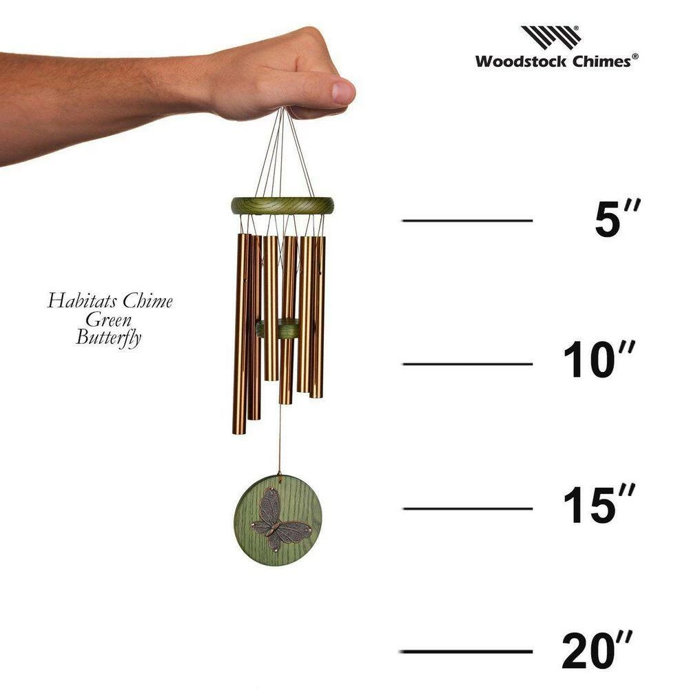 WOODSTOCK CHIMES Signature Collection, Woodstock Habitats Chime, 17 in. Green Butterfly Wind Chime HCGB - Image 4