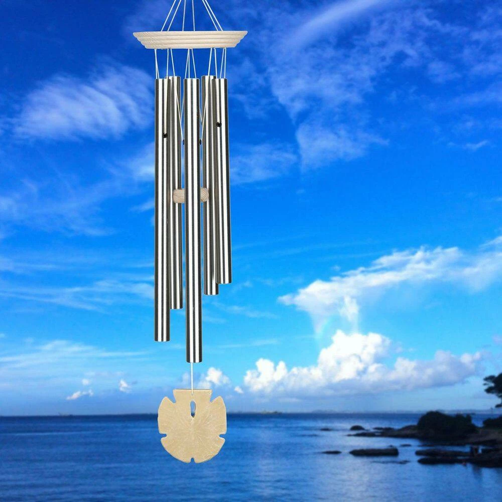 WOODSTOCK CHIMES Signature Collection, Woodstock Seashore Chime, Sand Dollar 24 in. Silver Wind Chime SSA - Image 7