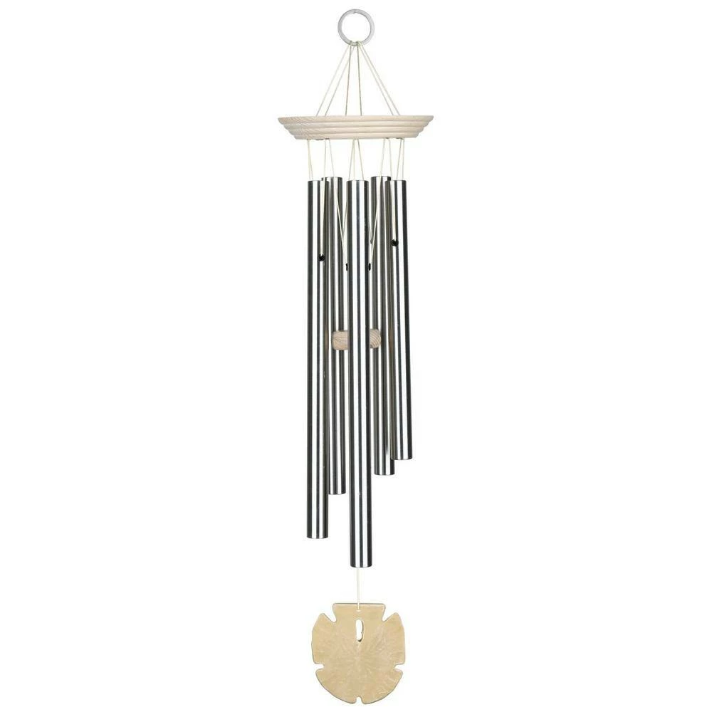 WOODSTOCK CHIMES Signature Collection, Woodstock Seashore Chime, Sand Dollar 24 in. Silver Wind Chime SSA - Image 2