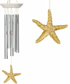 WOODSTOCK CHIMES Signature Collection, Woodstock Seashore Chime, Sea Star 14 in. Silver Wind Chime SST