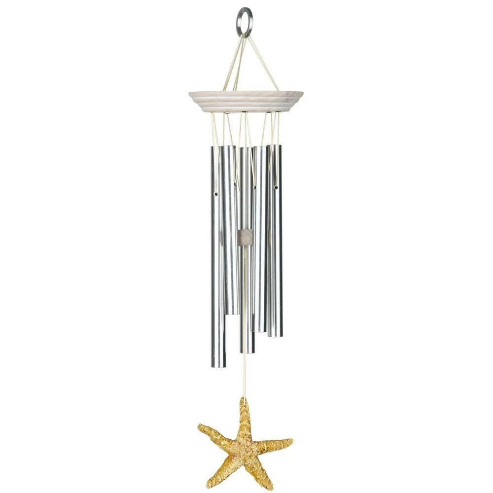 WOODSTOCK CHIMES Signature Collection, Woodstock Seashore Chime, Sea Star 14 in. Silver Wind Chime SST - Image 2