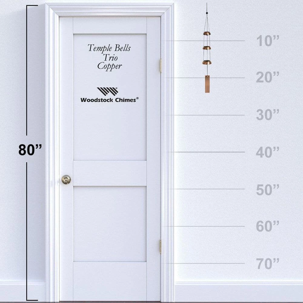 WOODSTOCK CHIMES Signature Collection, Woodstock Temple Bells, Trio, 24 in. Copper Wind Bell - Image 3
