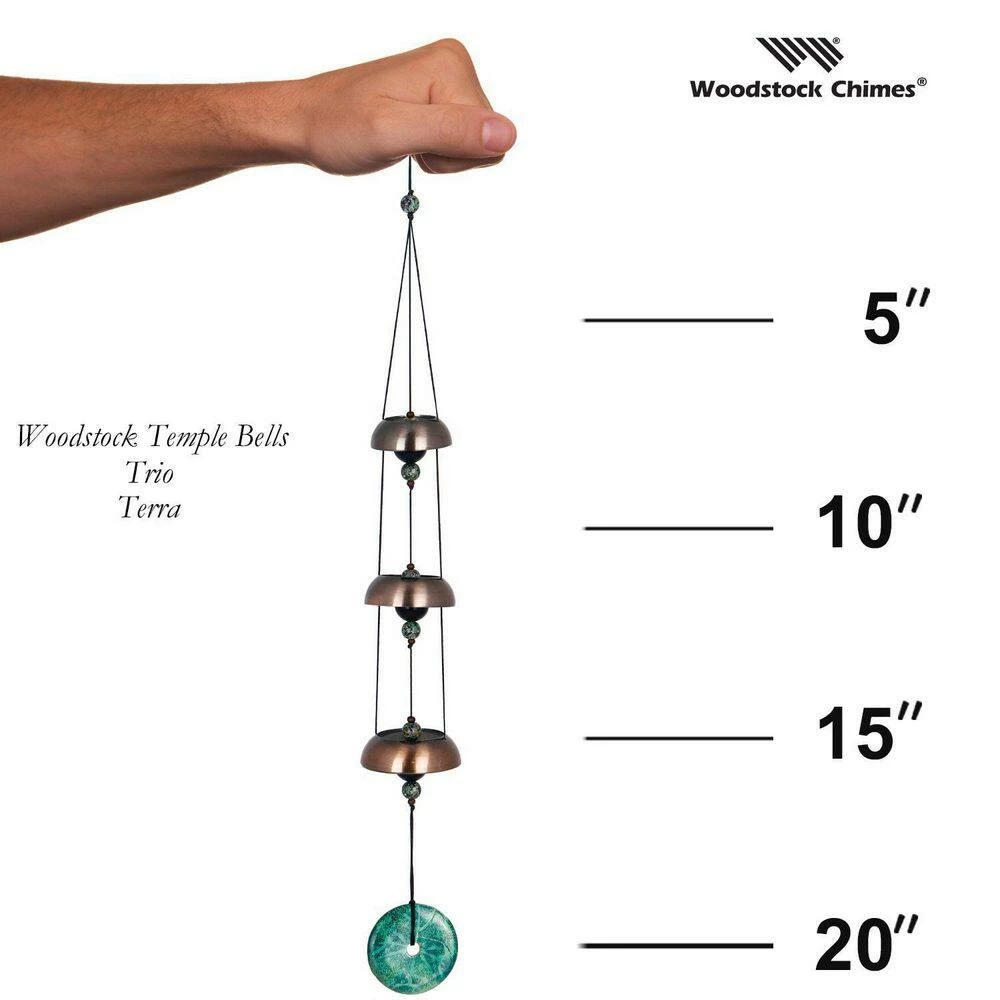 WOODSTOCK CHIMES Signature Collection, Woodstock Temple Bells, Trio, 21 in. Terra Wind Bell TB3TR - Image 3