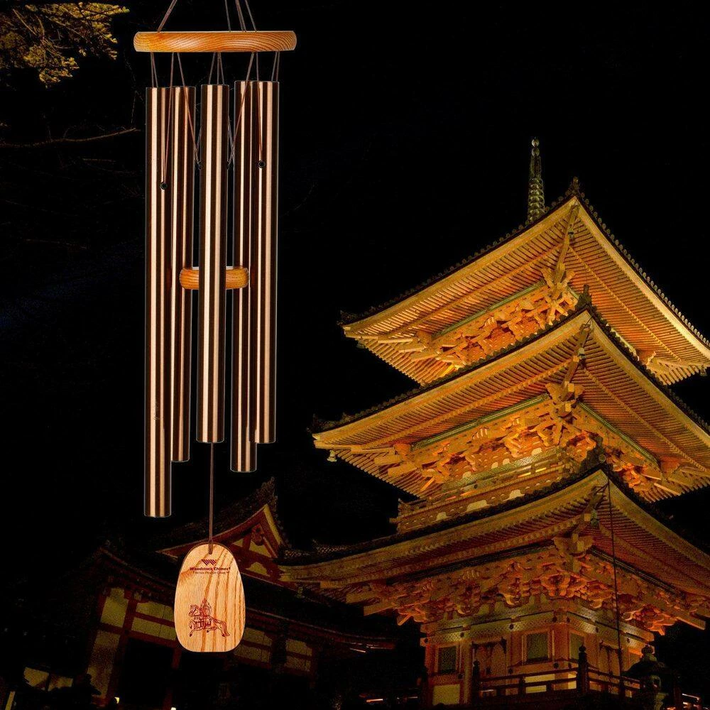 WOODSTOCK CHIMES Signature Collection, Tibetan Prayer Chime, 24'' Bronze Wind Chime TPCBR - Image 7