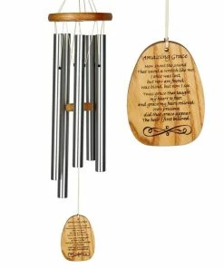 WOODSTOCK CHIMES Signature Collection, Woodstock Reflections, Amazing Grace 25 in. Silver Wind Chime WRAZ