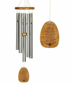 WOODSTOCK CHIMES Signature Collection, Woodstock Reflections, Irish Blessing 22 in. Silver Wind Chime WRIB