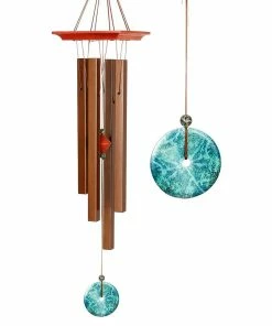 WOODSTOCK CHIMES Signature Collection, Woodstock Turquoise Chime, Medium 26 in. Bronze Wind Chime WTBRM