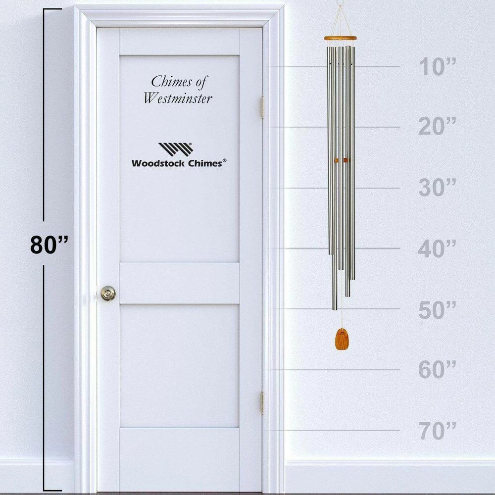 WOODSTOCK CHIMES Signature Collection, Chimes of Westminster, 57 in.Silver Wind Chime - Image 4
